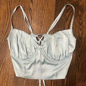 baby blue silk going out top